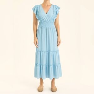 Max Studio Crepe Ruffle Maxi Dress New blue S